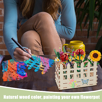 Wood Building Vase Kits for Flower Bouquet DIY-WH0010-90-1