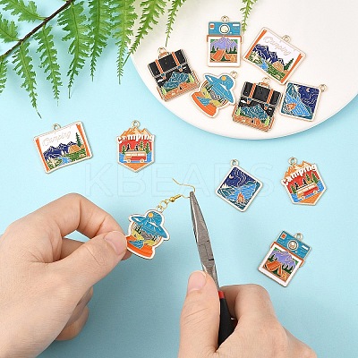 12Pcs 6 Styles Alloy Enamel Pendants FIND-YW0007-73-1