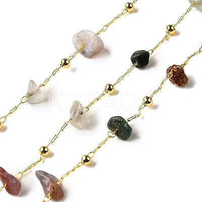 Handmade Natural Indian Agate Chip Beaded Chains CHC-F020-09G-15-1