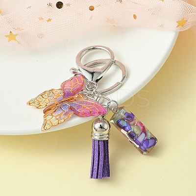 Resin Letter & Acrylic Butterfly Charms Keychain KEYC-YW00001-09-1