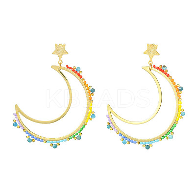 Brass Linking Ring Studs Earring EJEW-MZ00134-1