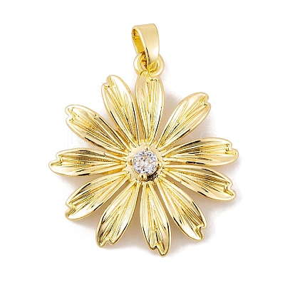 Rack Plating Brass Micro Pave Cubic Zirconia Pendants KK-K367-22G-01-1