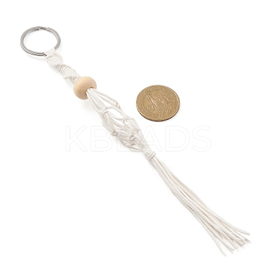 Waxed Cotton Cord Braided Macrame Pouch Gemstone Holder Keychain KEYC-JKC00537-1