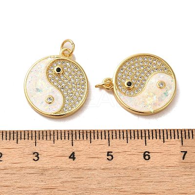 Brass Micro Pave Cubic Zirconia with Synthetic Opal Pendants KK-D096-12G-1