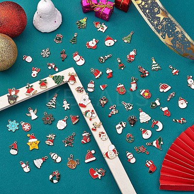 96Pcs Christmas Alloy Enamel Pendants JX267A-1