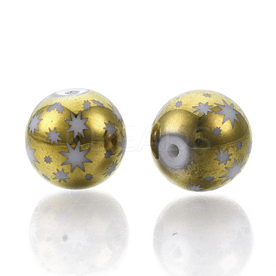 Christmas Electroplate Glass Beads X-EGLA-R113-07C-1
