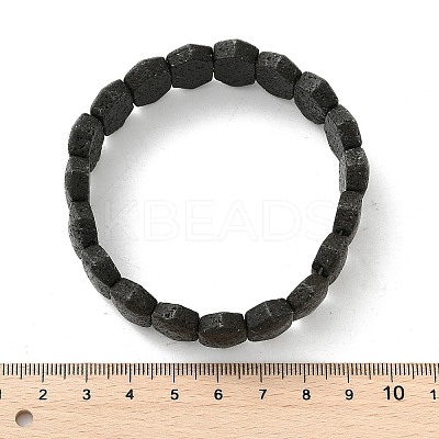 Rhombus Frosted Natural Lava Rock Bead Stretch Bracelets for Women Men BJEW-C097-03A-1