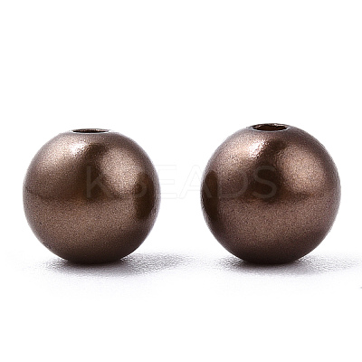 Spray Painted ABS Plastic Imitation Pearl Beads OACR-T015-05B-04-1