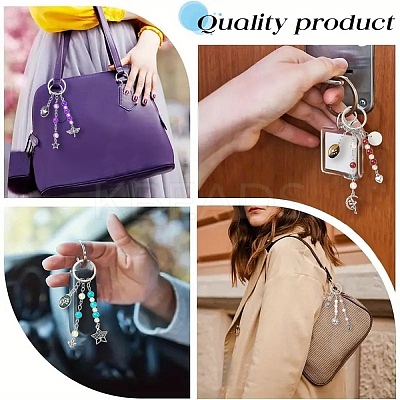 Glass & Alloy & Natural Amethyst Keychain KEYC-YW00146-01-1