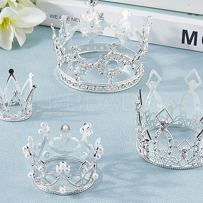 4Pcs 4 Styles Crown Zinc Alloy Cake Decoration AJEW-CP0008-84S-1