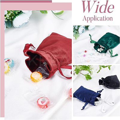 12Pcs 6 Colors Velvet Bags Drawstring Jewelry Pouches TP-NB0001-24-1