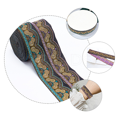2Rolls 2 Colors Ethnic Style Embroidery Polyester Ribbons OCOR-GA0001-12-1