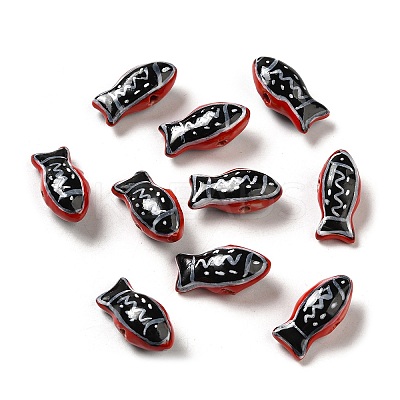 Handmade Printed Porcelain Beads PORC-E015-17B-1