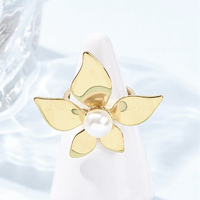 Opaque Acrylic Imitation Pearl Finger Rings RJEW-P177-03B-G-1