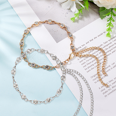 2 Pairs 2 Colors Alloy Rhinestone Shoelace Chain FIND-GO0002-23-1