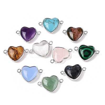 Natural & Synthetic Mixed Stone Love Heart Pendants G-T138-205M-P-1
