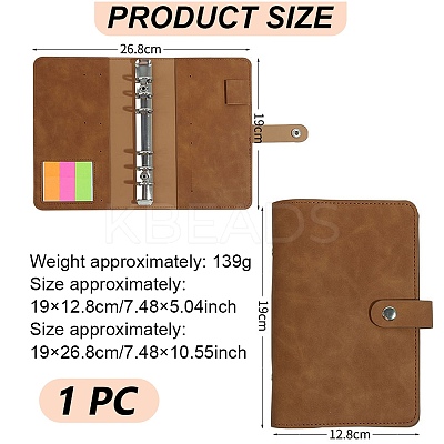 Imitation Leather A6 Portable Pocket BuckleLoose-Leaf Notebook AJEW-WH20001-45C-1