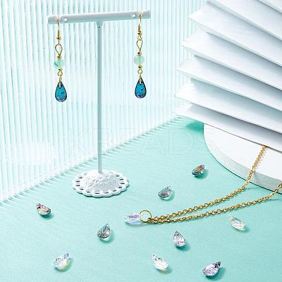 24Pcs 6 Colors Embossed Glass Rhinestone Pendants GLAA-PH0001-44-1