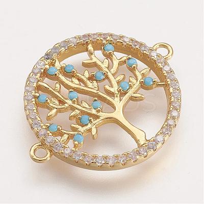 Brass Micro Pave Cubic Zirconia Links ZIRC-F048-58G-1