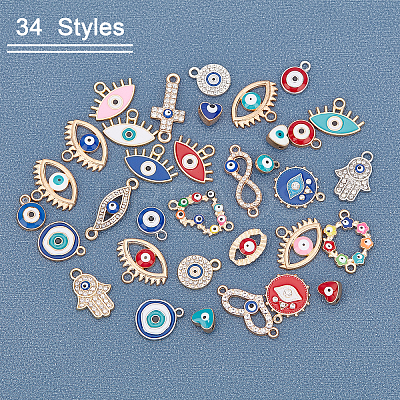 30Pcs 12 Styles Alloy Enamel Pendants & 4Pcs 4 Styles Alloy Links FIND-AR0001-25-1