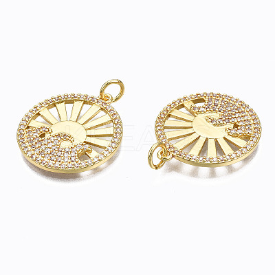 Brass Micro Pave Clear Cubic Zirconia Pendants X-ZIRC-N039-125-NF-1