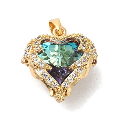 Rack Plating Brass Micro Pave Cubic Zirconia Pendants KK-U022-01G-1