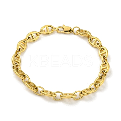Ion Plating(IP) 304 Stainless Steel Oval Link Chain Bracelets BJEW-D030-11B-G-1