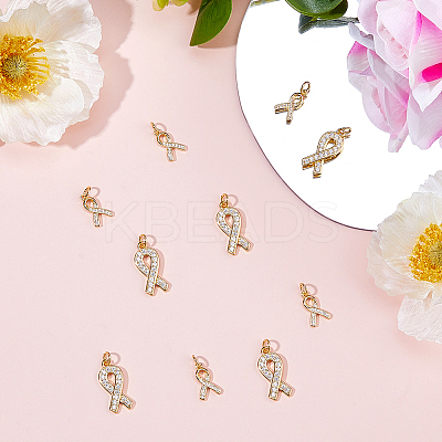 10Pcs 2 Styles Brass Micro Pave Clear Cubic Zirconia Pendants KK-HS0001-93-1