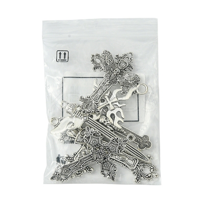 6Pcs 6 Styles Tibetan Style Alloy Cross Pendants FIND-FS0002-57-1