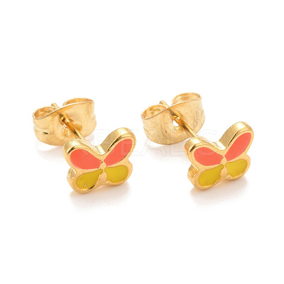 304 Stainless Steel Enamel Stud Earrings EJEW-B009-20G-1