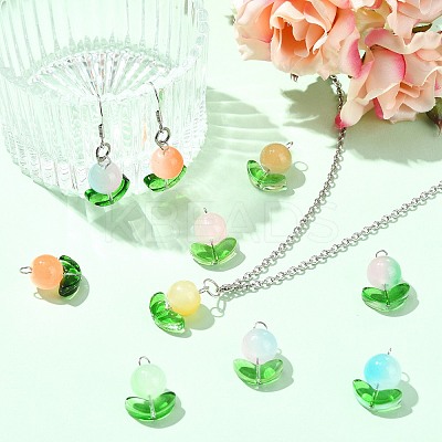 80Pcs 8 Colors Imitation Jelly Glass Beads Pendants PALLOY-CJ00082-1