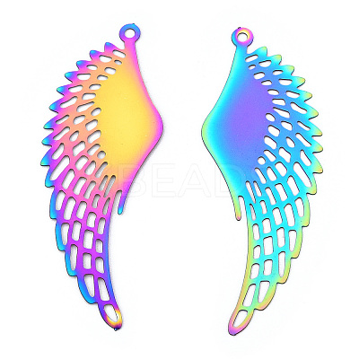 Spray Painted 304 Stainless Steel Filigree Big Pendants STAS-TAC0004-048E-1