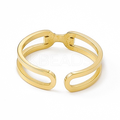 Ion Plating(IP) 304 Stainless Steel Cubic Zirconia Cuff Ring for Women LS-RJEW-C060-27G-1