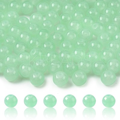 2 Strands Baking Paint Imitation Jade Glass Round Bead Strands DGLA-FS0001-20D-1