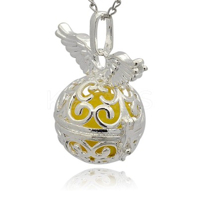 Silver Color Plated Brass Cage Pendants KK-J217-11S-1