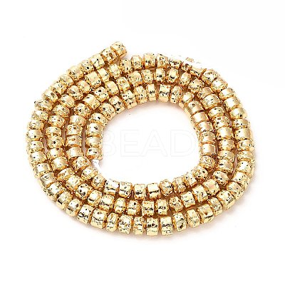 Electroplated Natural Lava Rock Beads Strands G-G984-14KCG-1