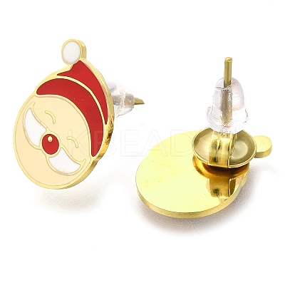 Ion Plating(IP) 304 Stainless Steel Enamel Stud Earrings EJEW-I316-04G-05-1