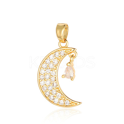 Brass Micro Pave Clear Cubic Zirconia Pendants ZIRC-OY001-13G-1