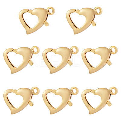 8Pcs Brass Heart Lobster Claw Clasps KK-TA0002-69-1