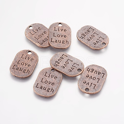 Tibetan Style Alloy Flat Oval Carved Affirmation Word Live Love Laugh Pendants LS-X-TIBEP-22066-R-NR-1