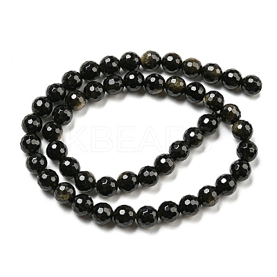 Natural Golden Sheen Obsidian Beads Strands G-E571-A01-02-1