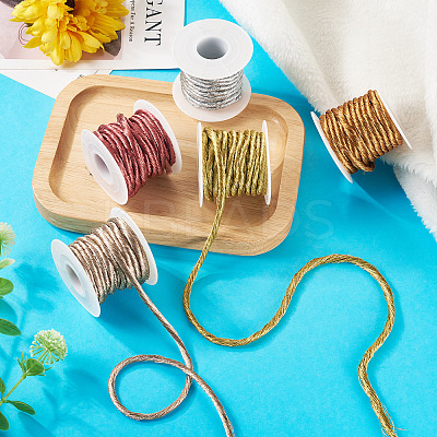 25 Yards 5 Colors Round Polyester Gold Metallic Cord OCOR-TA0002-58-1