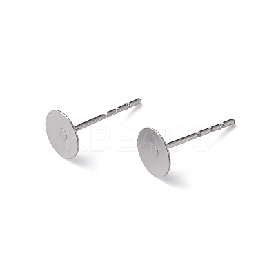Tarnish Resistant 316 Surgical Stainless Steel Flat Round Blank Peg Stud Earring Settings STAS-R073-02-1