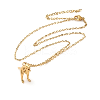Dinosaur Brass Pendant Necklaces NJEW-B114-01G-03-1