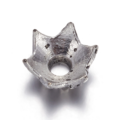 6-Petal Flower Tibetan Silver Bead Caps AA188-1