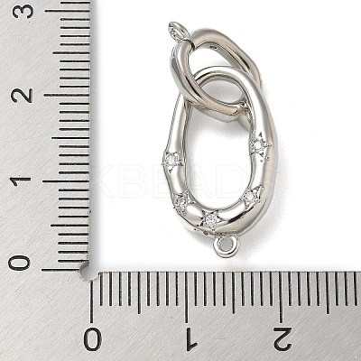 Rack Plating Brass Micro Pave Clear Cubic Zirconia Fold Over Clasps KK-K392-48P-1