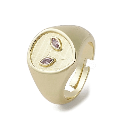 Brass with Cubic Zirconia Adjustable Rings RJEW-K257-74G-1