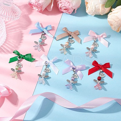 Angel Glass Pearl Beads & Acrylic Pendant Decorations HJEW-JM03184-03-1