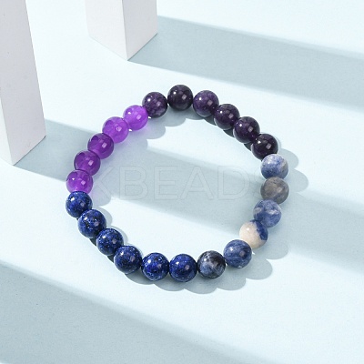 Natural Picture Jasper & African Turquoise & Glass Beads Stretch Bracelets for Women Men BJEW-P398-01E-1