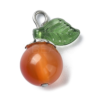 Natural Carnelian Fruit Pendants PALLOY-TA00077-03-1